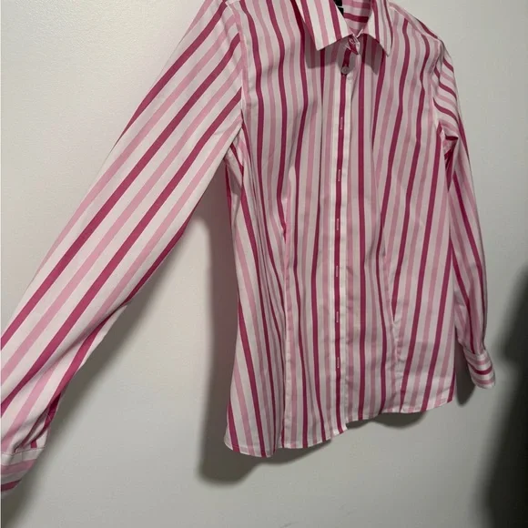 Talbots Pink and White Striped Shirt - Picture 3 of 4